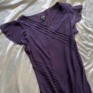 Vintage y2k Purple Sequin Bias Cut Sequin Fairy Maxi Dress Size 16 Whimsygoth